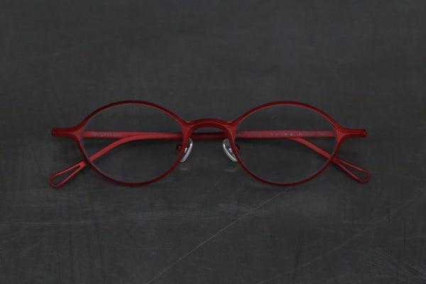 Rigards Titanium Oval Thin Frame Glasses RG1039TI Series Collection RG-RG1039TI-HKTM Red Frame Transparent Lenses